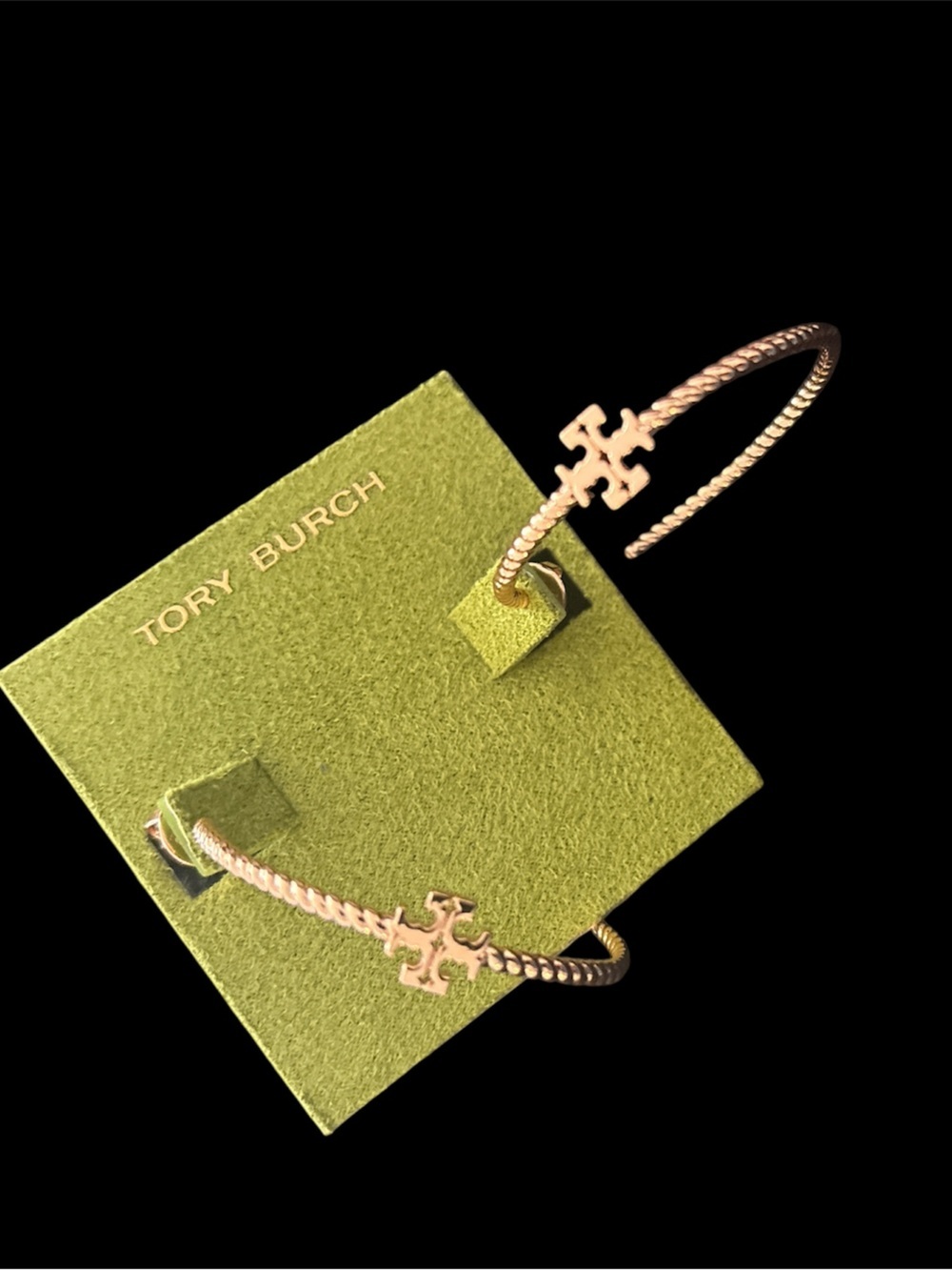 Tory Burch Twisted Hoop Earrings in Rose Gold Tone
